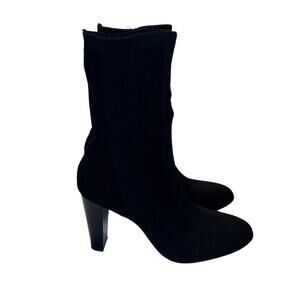 Charles David Vero Cuoio Women's Sz 8 Slip On Heeled Boots Black Knit Soft